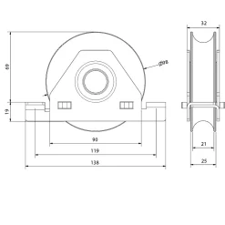 Slid’Up By Mantion Monture à support intérieur en INOX pour portail coulissant - Galet 100 mm à gorge ronde 21 mm - 400 kg