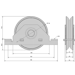 Slid’Up By Mantion Monture à support intérieur pour portail coulissant - Galet 120 mm à gorge en V 21 mm - 225 kg