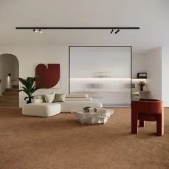 Moquette en polyester recyclé - Re-cycle - Rouille terracotta - Rouleau de 4m x 4m-Décoweb Hot