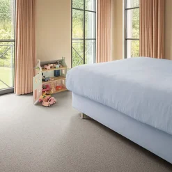 Moquette pure laine vierge bouclée - Mallow - Grège - Rouleau de 4m x 10m-Décoweb Clearance