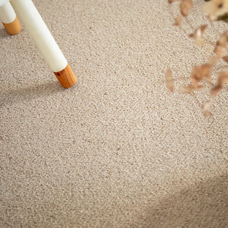 Décoweb Moquette pure laine vierge bouclée - Mallow - Beige - Rouleau de 4m x 1m