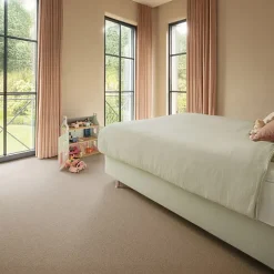 Moquette pure laine vierge bouclée - Mallow - Beige - Rouleau de 4m x 3m-Décoweb New