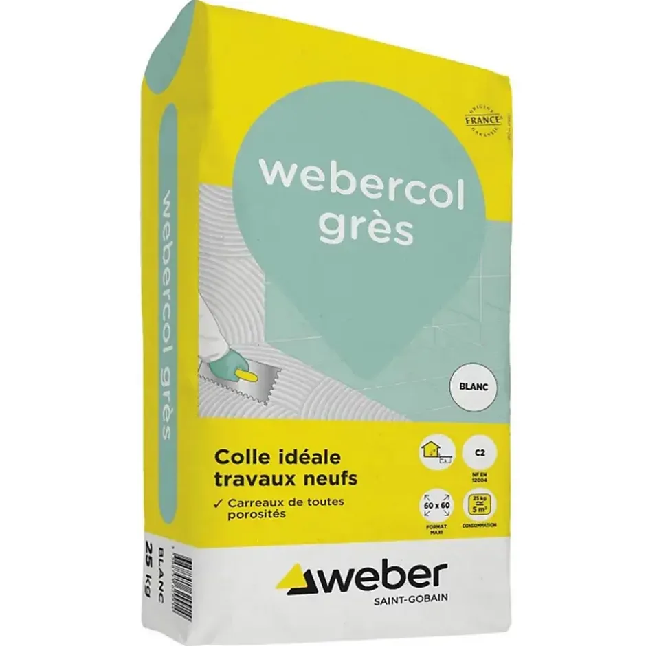 Mortier - colle à adhérence (C2) - COLLE GRES - Sac de 25 Kg - GRIS-Weber Online