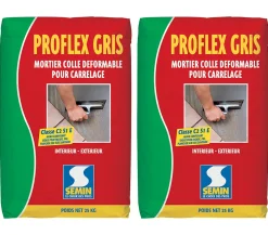 Mortier Colle Déformable pour Carrelage Proflex Gris , Intérieur/Extérieur, sac de 25 kg (lot de 2)-Semin Hot