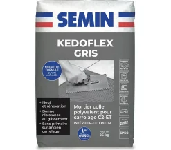 Mortier Colle Polyvalent pour Carrelage Kedoflex Gris , Intérieur/Extérieur, sac de 25 kg-Semin Hot