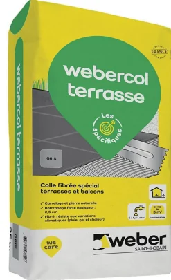 Weber Mortier- colle pour carrelage (C2E) COL TERASSE - Sac de 25 Kg - BEIGE