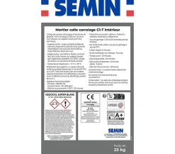 Semin Mortier Colle pour Carrelage Kedocol Super Blanc , Poudre, Intérieur, sac de 25 kg, lot de 2