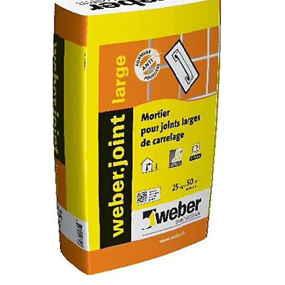 Weber Mortier pour joints de carrelage - Le Sac de 25 Kg - GRIS CIMENT