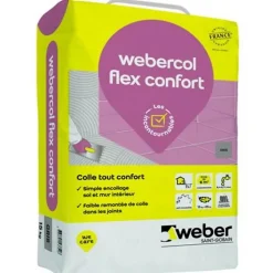 Mortier-colle pour carrelage (C2 SI G) .COL FLEX CONFORT - Sac de 15 kg - BLANC-Weber New