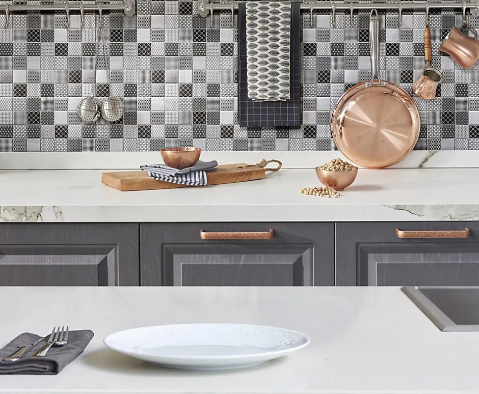 Mosaique Ceramique 4,8 X4,8 Cm Motifs Gris - vendu par plaque de 30,5x30,5 cm --Carrelage Signature Hot