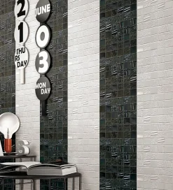 Mosaique de Ceramique 4,7 X 4,7 Cm Blanche Relief Vague - vendu par plaque de 30 X 30 cm --Carrelage Signature Discount