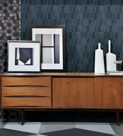 Mosaique de Ceramique Noire Hexagone Long - vendu par plaque de 29,6X25,6 Cm --Carrelage Signature Clearance