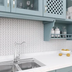 Carrelage Signature Mosaique de Ceramique Petale Blanche Mat - vendu par plaque de 33.5X27.6 cm -