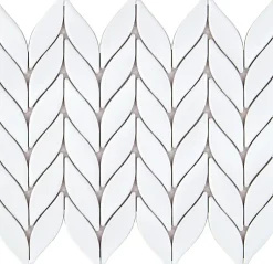 Carrelage Signature Mosaique de Ceramique Petale Blanche Mat - vendu par plaque de 33.5X27.6 cm -