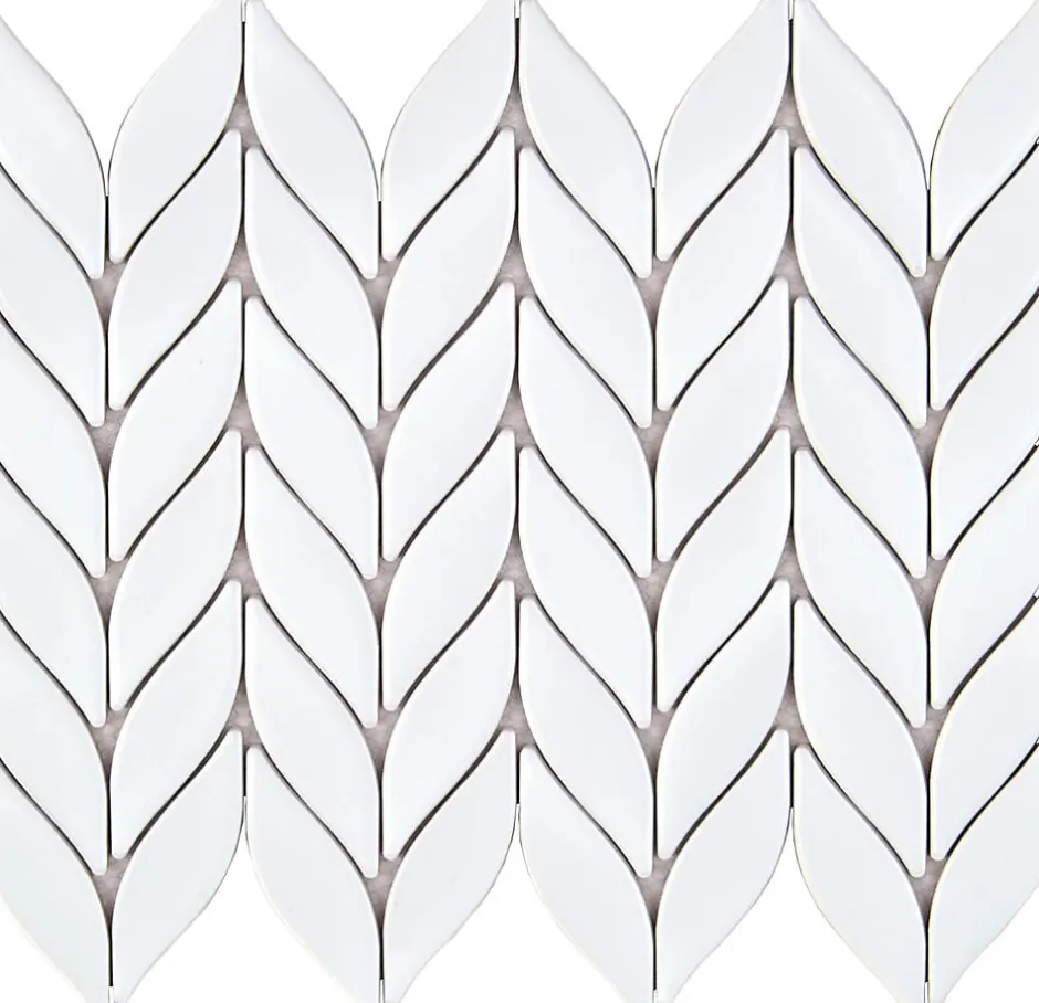 Carrelage Signature Mosaique de Ceramique Petale Blanche Mat - vendu par plaque de 33.5X27.6 cm -