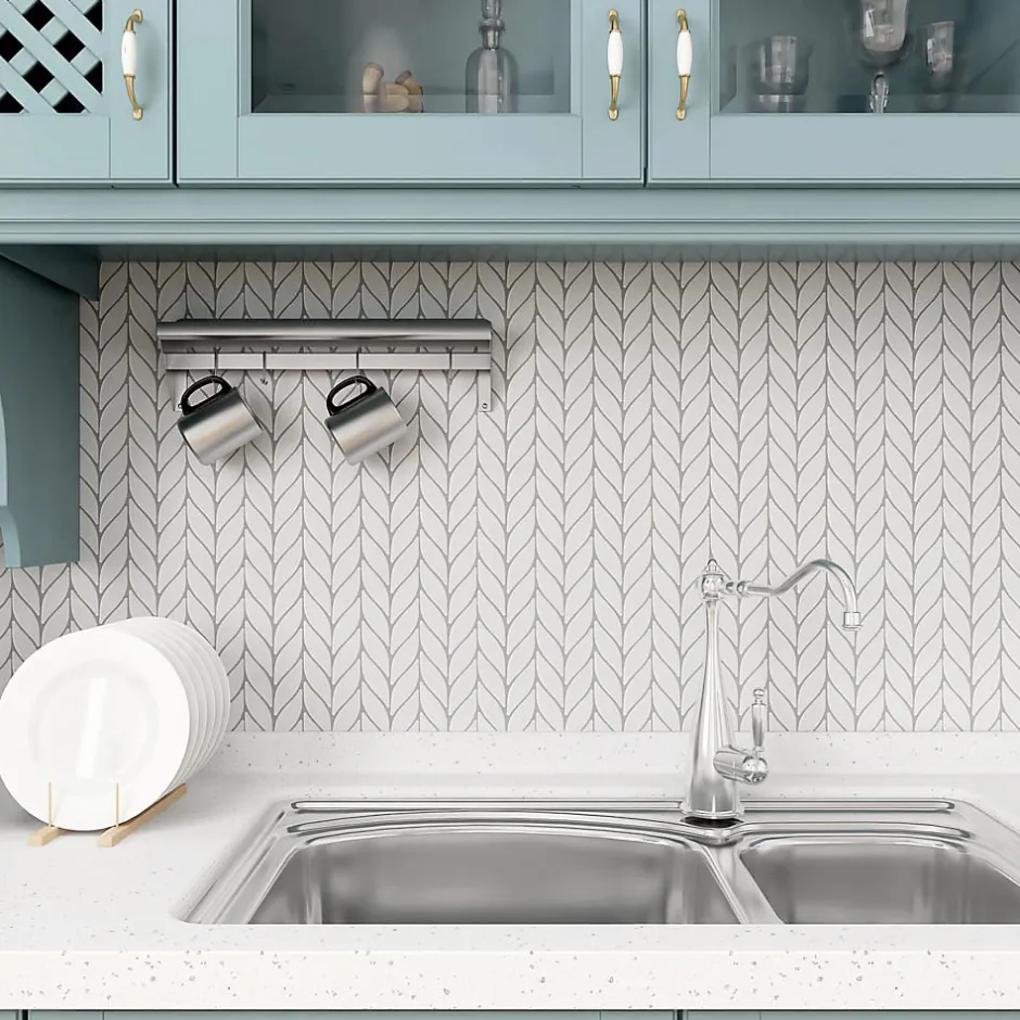 Carrelage Signature Mosaique de Ceramique Petale Blanche Mat - vendu par plaque de 33.5X27.6 cm -