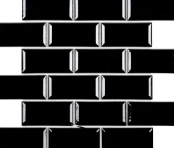 Mosaique de ceramique Petit carreau Metro Noir 4,5X9,5 cm - vendu par plaque de 29,1X29,6 cm --Carrelage Signature Sale