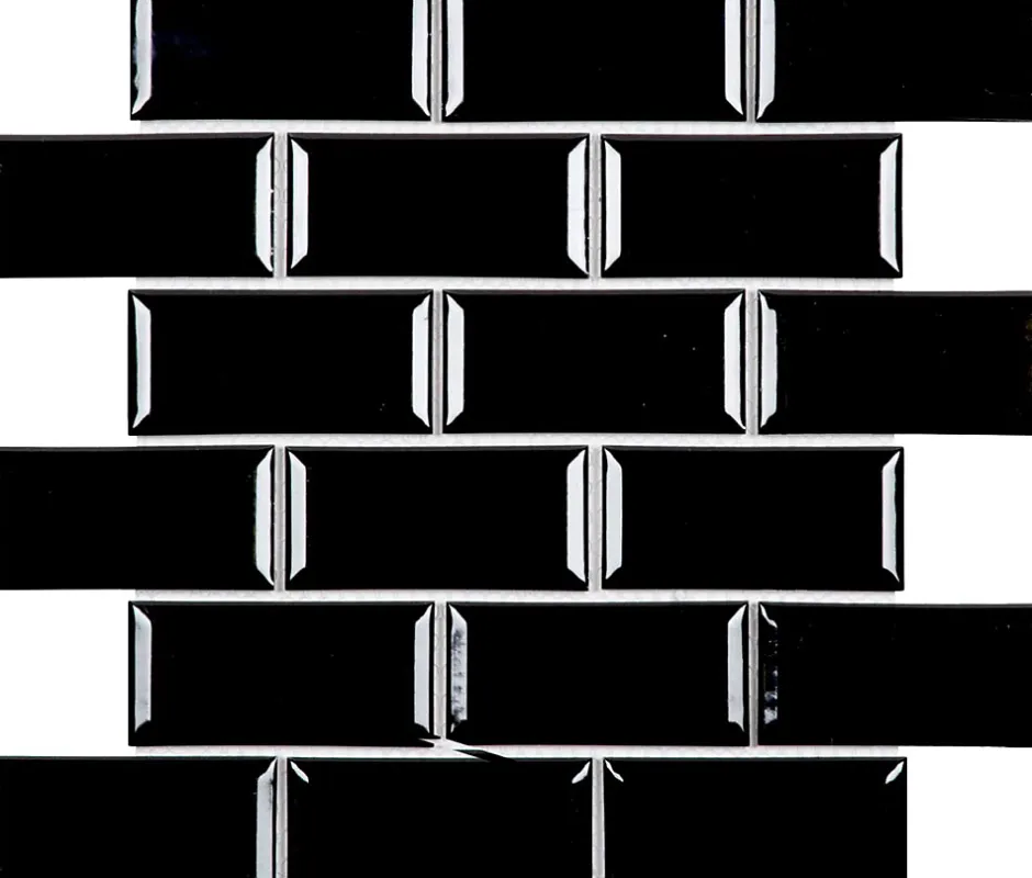 Mosaique de ceramique Petit carreau Metro Noir 4,5X9,5 cm - vendu par plaque de 29,1X29,6 cm --Carrelage Signature Sale