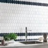 Carrelage Signature Mosaique de céramique Hexagone Long Blanc - vendu par plaque de 29,6X25,6 Cm -