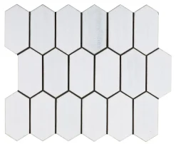 Carrelage Signature Mosaique de céramique Hexagone Long Blanc - vendu par plaque de 29,6X25,6 Cm -