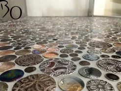 Mosaique de Marbre et Verre Marron rond - vendu par plaque de 30.5x30.5 cm --Carrelage Signature Sale