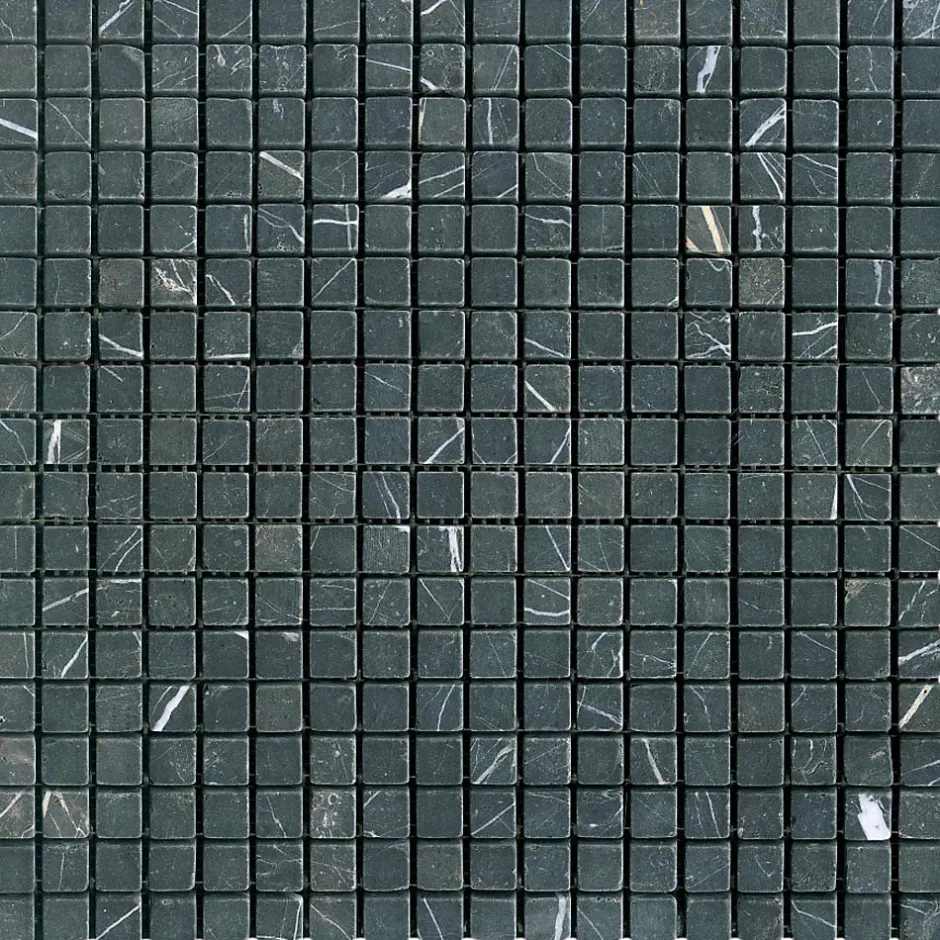 Carrelage Signature Mosaique de Marbre Noir Vieilli 1.5 X 1.5 Cm - vendu par plaque de 30.5 X 30.5 Cm -