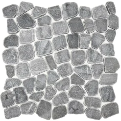 Mosaique de Marbre Paladin Facon Galet Gris Fonce - vendu par plaque de 30X30 cm --Carrelage Signature Online