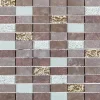Mosaique de Quartzite 2.3 X 4.8 Cm Marron Naturel et Verre Blanc/Beig 30X30 cm --Carrelage Signature Hot