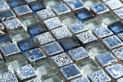 Mosaique de Verre et Marbre Bleu 1.5 X 1.5 cm - vendu par plaque de 30X30 cm --Carrelage Signature Clearance