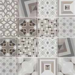 Mosaique de Verre Motif Carreau Ciment Beige 7.5 X 7.5 cm - vendu par plaque de 29.8X29.8 cm --Carrelage Signature Best