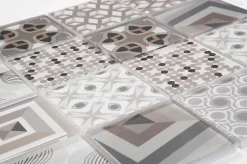 Mosaique de Verre Motif Carreau Ciment Beige 7.5 X 7.5 cm - vendu par plaque de 29.8X29.8 cm --Carrelage Signature Best