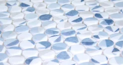 Carrelage Signature Mosaique de verre recycle Ronde Blanc Bleu Geo - vendu par plaque de 29,7X30,5 cm-