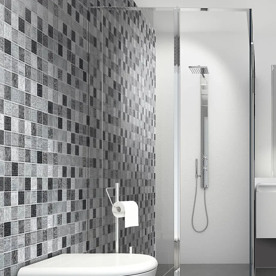 Carrelage Signature Mosaique de Verre 4.8X4.8 Gris - vendu par plaque de 30X30 cm -