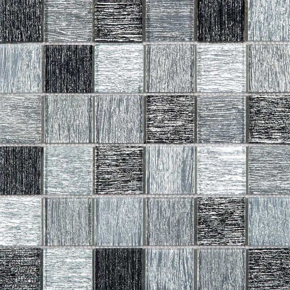 Carrelage Signature Mosaique de Verre 4.8X4.8 Gris - vendu par plaque de 30X30 cm -