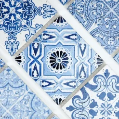 Casa Linéa MOSAIQUE DECOR RENAISSANCE TRAVERTIN DECORE BLUE 1 PLAQUE 10 x 30,5 CM CASA LINEA