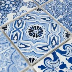 Casa Linéa MOSAIQUE DECOR RENAISSANCE TRAVERTIN DECORE BLUE 1 PLAQUE 10 x 30,5 CM CASA LINEA