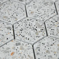 MOSAIQUE HEXAGONE TERRAZZO LIGHT GREY 1 PLAQUE 30,5 x 30,5 CM CASA LINEA-Casa Linéa Hot
