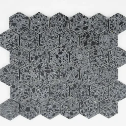 MOSAIQUE HEXAGONE TERRAZZO BLACK 1 PLAQUE 30,5 x 30,5 CM CASA LINEA-Casa Linéa Hot