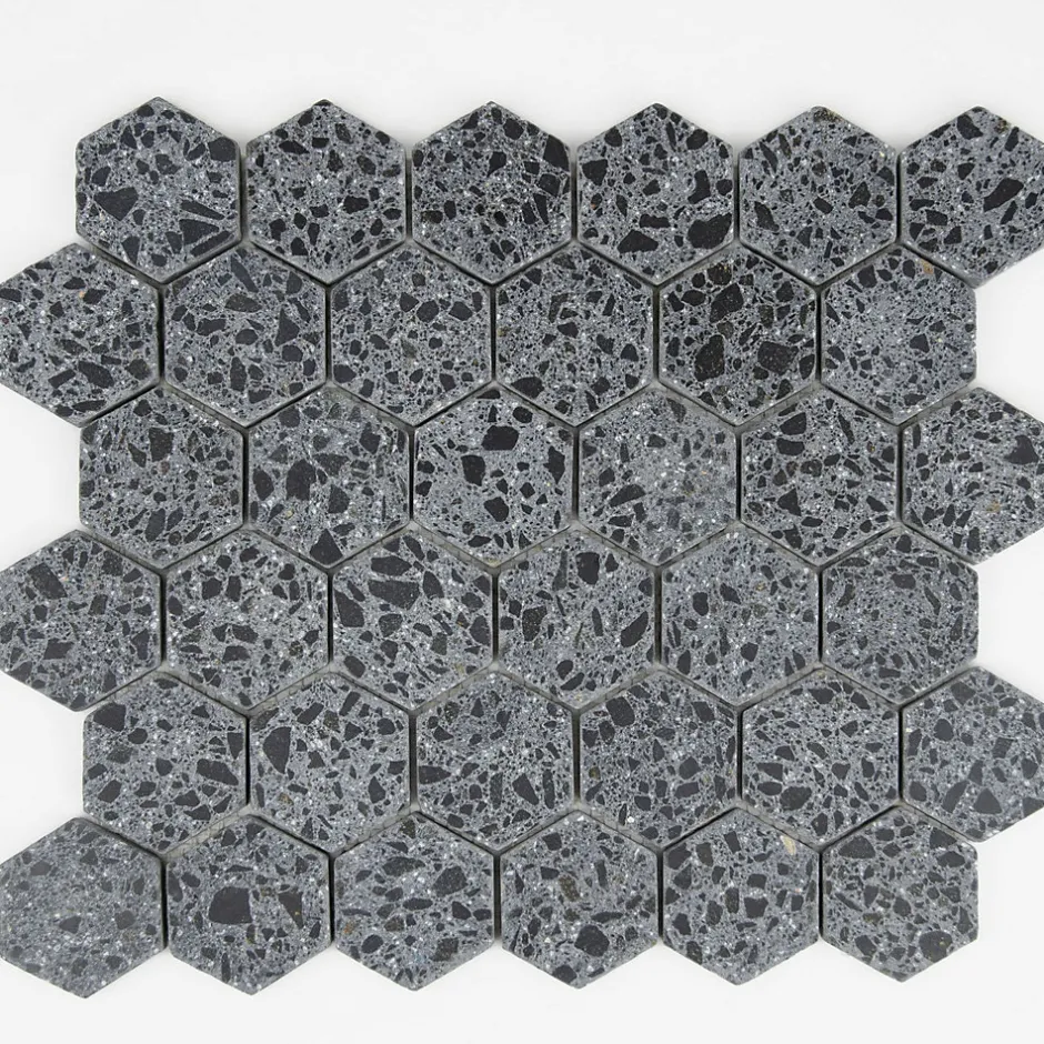 MOSAIQUE HEXAGONE TERRAZZO BLACK 1 PLAQUE 30,5 x 30,5 CM CASA LINEA-Casa Linéa Hot