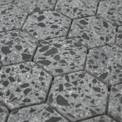 MOSAIQUE HEXAGONE TERRAZZO BLACK 1 PLAQUE 30,5 x 30,5 CM CASA LINEA-Casa Linéa Hot