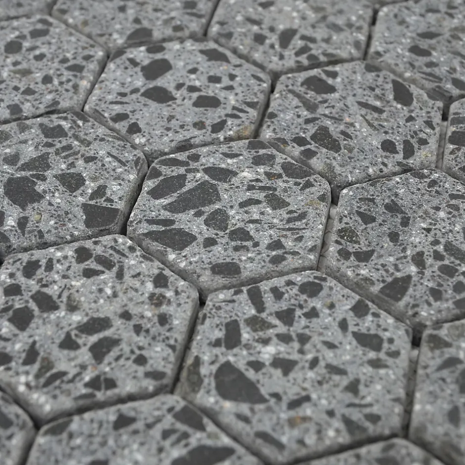 MOSAIQUE HEXAGONE TERRAZZO BLACK 1 PLAQUE 30,5 x 30,5 CM CASA LINEA-Casa Linéa Hot