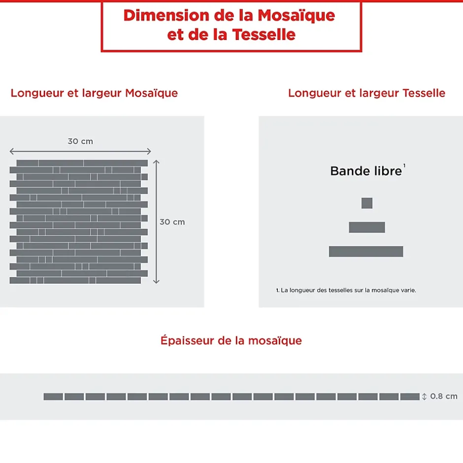 Casa Linéa MOSAIQUE LES TENDANCES VERMETAL TUBE GRIS 1 PLAQUE 30 x 30 CM CASA LINEA