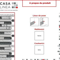 Casa Linéa MOSAIQUE LES TENDANCES VERMETAL TUBE GRIS 1 PLAQUE 30 x 30 CM CASA LINEA