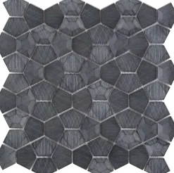 Mosaique Palladiane Aluminium 3D Noir - vendu par plaque de 27.9X27.9 cm --Carrelage Signature Outlet