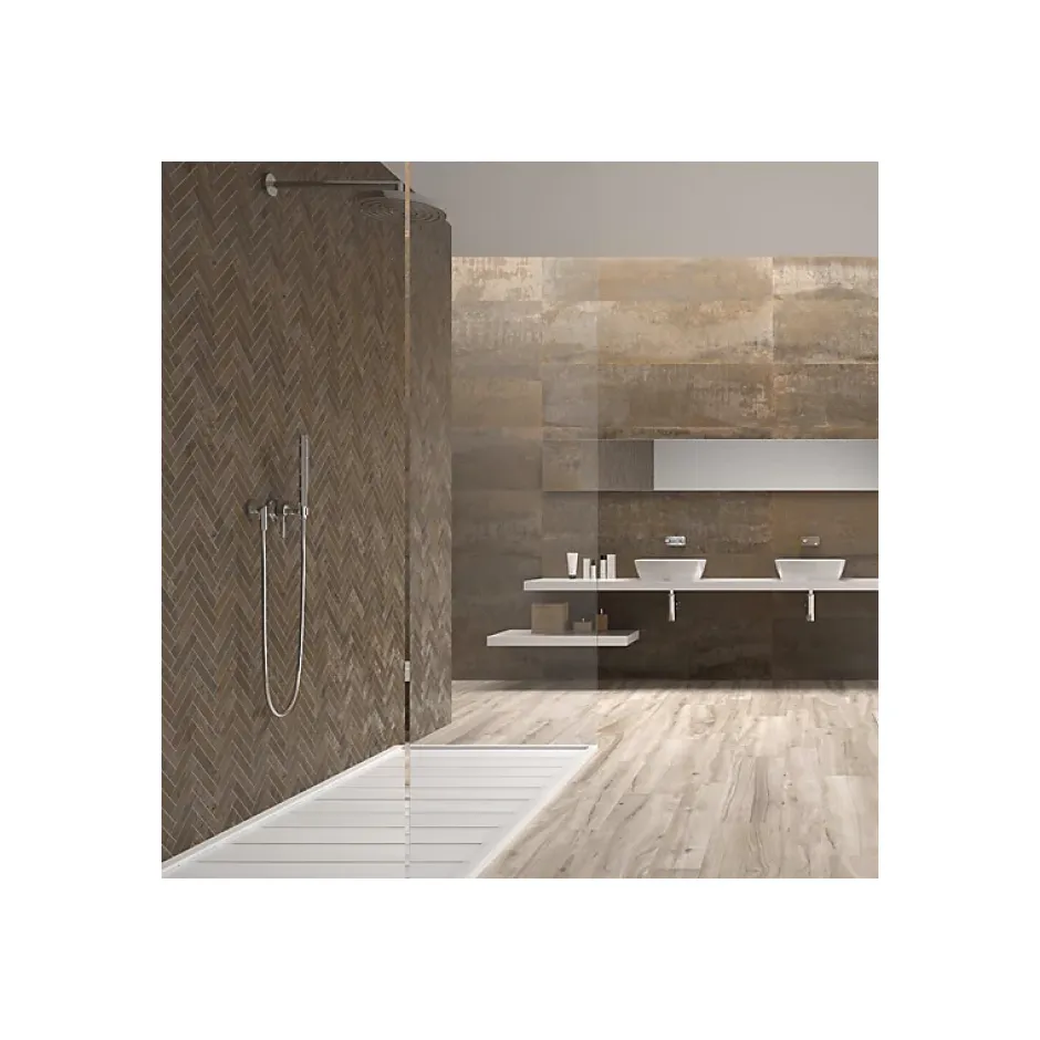 Aelle Carrelage Mosaique sol / mur chevron effet métal cuivre 28,1x28,1cm IONIC MAGNETIC COPPER