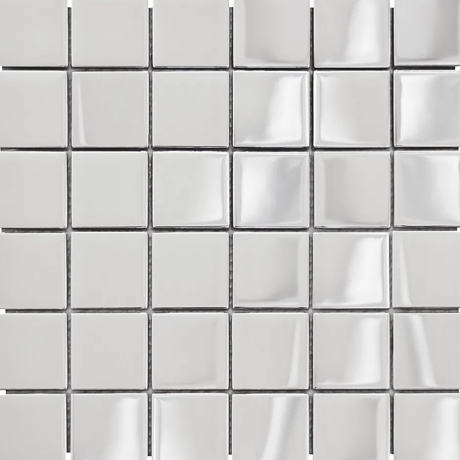 MOSAIQUE TENDANCES GRAND CARRE CHROME 1 PLAQUE 30,5 x 30,5 CM CASA LINEA-Casa Linéa Outlet