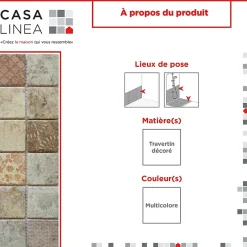 Casa Linéa MOSAIQUE TRAVERTIN IMPRIME PATINE 1 PLAQUE 30,5 X 30,5 CM CASA LINEA