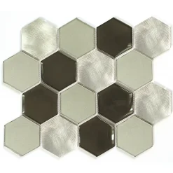 Mosaique verre + aluminium Pluton argent L. 26 x l. 30 cm-Mat Inter Outlet