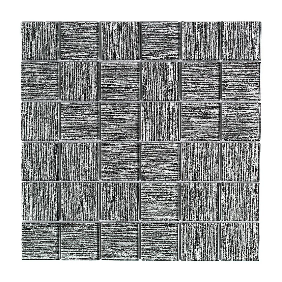 Mat Inter Mosaique verre Gabin gris L. 30 x l. 30 cm