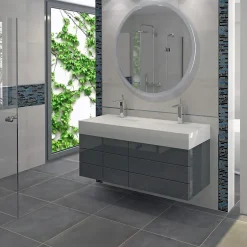 Mat Inter Mosaique verre Long bleu L. 30 x l. 30 cm